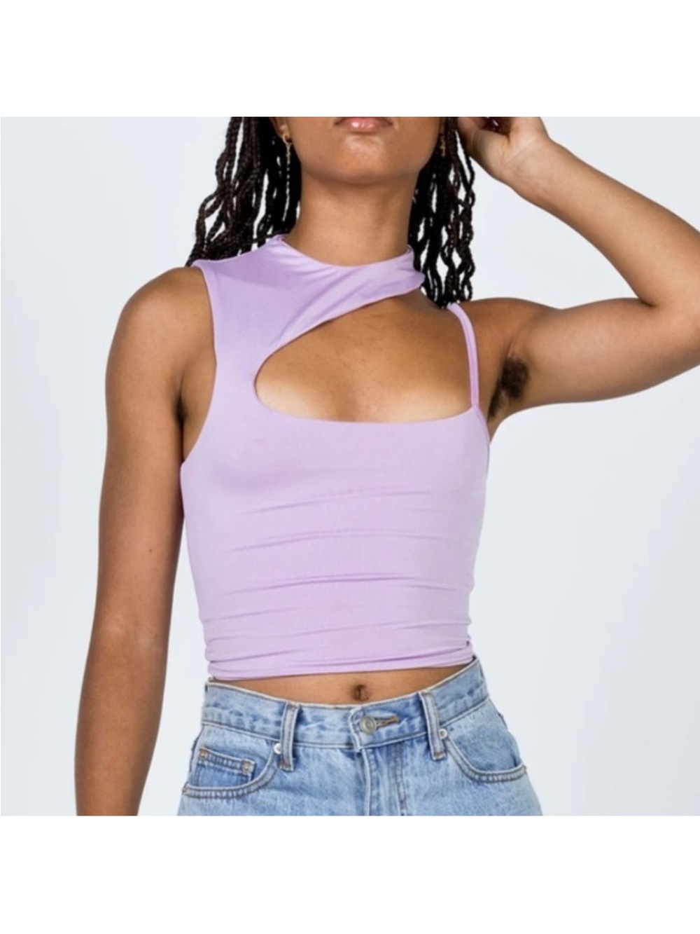 Princess Polly Lilac Asymmetric Cutout Crop Top